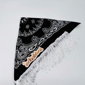 Black and White Sequin Fringed Bandana| Scatf